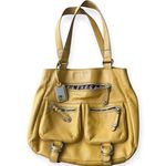 Tignanello Mustard Yellow Leather Shoulder Bag Tote Medium Sized Photo 1
