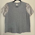 A New Day 🎄 Gray Top with Sequin Sleeves Photo 0