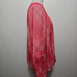 LC Lauren Conrad  Pink Plaid Shirred Peasant Tops Size Large Photo 3