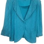 Ming Wang Vintage  Turquoise Blue Beaded Cardigan Old Money Luxury Substantial S Photo 3