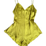 Victoria's Secret  Yellow Tie-Back Satin Jacquard Romper, M Photo 0