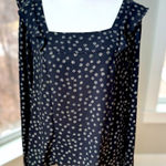 Banana Republic  Black Daisy Print Square Neck Long Sleeve Blouse Sz Small NEW Photo 0