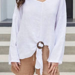 Milio Milano Made in Italy 100% Linen Top Womens L White Ring Clip Breezy Summer Size L Photo 0