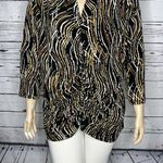cj banks NWT Size 3X 24/26W Black - Brown Swirl Print Ruched Front Blouse Top Photo 1