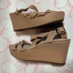 Alex Marie  Leather Nude Strappy Leather Tan Womens Wedges Sandals Size 5.5 Photo 4