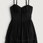 Hollister  Black Double Tier Lace Trim Mini Dress Medium Photo 0