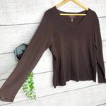 Ralph Lauren Lauren Dark Brown V-Neck Long Sleeve Casual Top Size 1X Photo 1