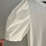 HONEY & T Women's Knit Dress Puffy Sleeves Woven Cotton Off White Size Large NWT Photo 2