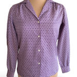 Levi's Vintage Levi Strauss Lavender Micro Leaf Print Blouse Long Sleeve Button Front Photo 0