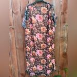Vintage Floral Layered Maxi Dress with Pink and Brown Roses Women’s Size XL Photo 5