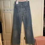 ZARA NWT  Mid Rise Full Length Wide Leg Jeans Light Wash Womens Size US 0 EUR 32 Photo 2