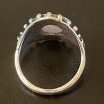 Vintage simulated opal silver plated ring size 6.75 Photo 3
