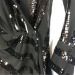 ZARA  Black Draped Sequin Wrap Long Sleeve Blouse S Photo 4