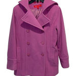 Anne Klein  Women’s Double Breasted Hoodie Pea Coat Pink Fuchsia Size Small‎ Photo 0