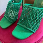 ZARA NWT Green Rhinestone Mesh Mule Heels Photo 7