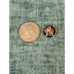 Vintage Round Cloisonne Rose Stud Earrings Button Style Rose Pink‎ Enameled EUC Gold Photo 1