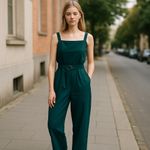 Rachel Roy NWOT Rachel  Wide Leg Jumpsuit Belted In Pine Green Photo 1