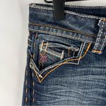 MEK Jodhpur Bermuda Size 27 Stretch Dark Wash Denim Whiskered Faded Shorts Blue Photo 2