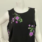 Jones Studio Dressbarn Women's Sz 10 Black Floral Casual Embroidered Dress Photo 4
