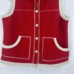Gap Vintage Y2K  Womens Faux Shearling Red Fleece Vest Large Layering Button Down Photo 7