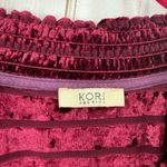 Kori America Women’s Large Maroon Velvet Top Blouse Photo 1