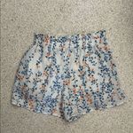 AQUA High Waist Floral Women's Shorts - Blue and Orange Photo 3