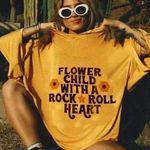 Rock & Roll Flower Child Sunset Hoodie Life Clothing Co. Size Large Yellow Photo 0