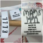 Elle MEDIUM White Pink Floral Chiffon Pleated Scoop Neck Sleeveless Top Blouse Photo 5