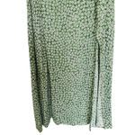 H&M  Green White Floral Puff Sleeve Sweetheart Neckline Midi Slit Dress Small Photo 3