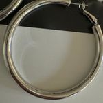 Large Silver Tube Hoop Earrings Photo 1