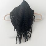 Black Knit Fringe Infinity Loop Scarf Neck Wrap Crochet Boho Goth Grunge OS Photo 2