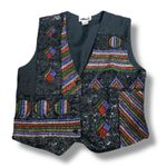 Vintage Effeci Black Sequin Beaded Suit Vest Geometric Abstract Art Medium Photo 7