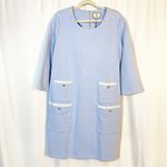 Tuckernuck  Francoise Mod Retro Knit Mini Dress: Light Sky Blue/Ivory Trim Photo 2