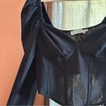 ASTR The Label Betty Puff Long Sleeve Corset Sweetheart Neck Top Black NWT Sz L Photo 3