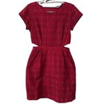 Madewell Happening Cotton Eyelet Crimson Red Cut Out Mini Shift Dress EUC 0 Photo 2