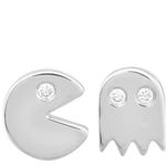 Boutique 14k White Gold Filled Pac-Man Mismatch Earrings Photo 1