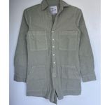 NWOT Frank & Eileen Ireland Sage Italian Linen Button Up Romper Playsuit Utility Green Size XXS Photo 1