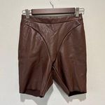 SKIMS  faux leather biker short brown womens size S Photo 0