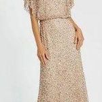 Mac Duggal NWT 14523 Beige Beaded Mesh Cape Gown Size 6 Photo 0