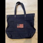 Ralph Lauren Polo  Tote Bag‎ Blue Canvas Denim Pony & Flag Embroidery 20x15x6” Photo 3