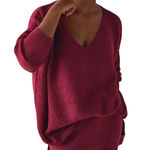 Free People  Intimately‎ C.O.Z.Y Pullover Extra Small/Small Burgundy GUC Photo 0