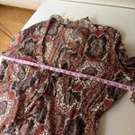 VTG Notations Blouse XL Geometric Shimmer Sheer Tie Front Ruffle Y2k Whimsical Red Photo 5