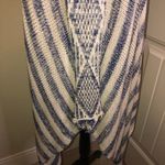 Paper Crane Cream & Blue Size Small Striped Knit Long Vest Photo 6