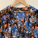 ZARA Crepe Floral Print Deep V Neck Long Sleeve Ruffled Hem Mini Dress Size XL Photo 2