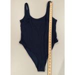 H&M  Swimsuit One Piece Womens Medium Navy Textured No Bra Pads Stretch Travel Photo 3