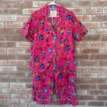 Printfresh Hummingbird Haven 2 Piece Pajama Set Women’s Medium Pink Artsy Cotton Photo 1