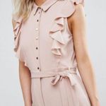 River Island Asos Dusty Pink Ruffle Frill Kawaii Overall Jumpsuit Jumper size 0 Photo 1