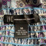 INC purple and blue paisley medallion print silk tunic blouse with puff sleeves Size 10 Photo 8