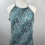 Ann Taylor  Dress Women 10 Blue Black Silk Leopard Halter Spice Girl Y2K Beach Photo 2