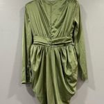 SheIn Green Satin Plunge Neck Long Sleeve Dress Medium M Photo 4
